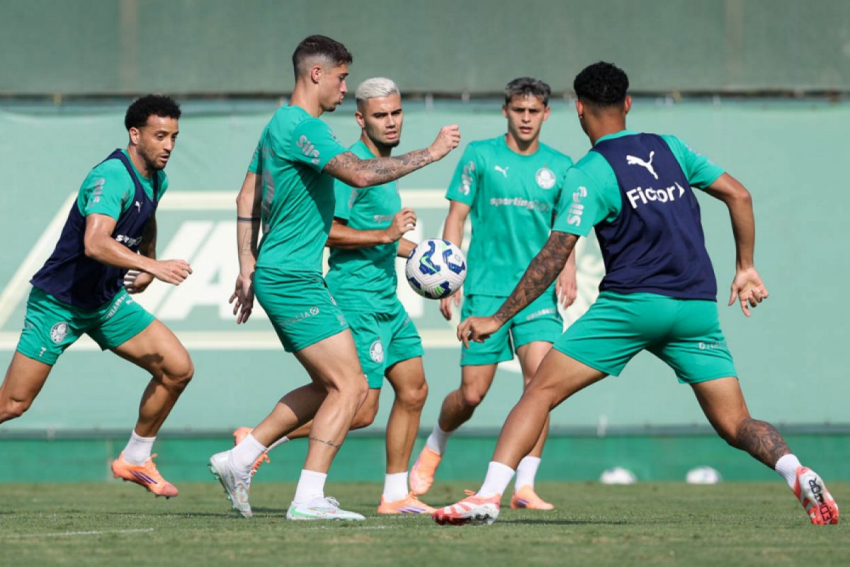 Treino do Palmeiras, nesta sexta-feira, em preparação para o jogo com o Flamengo