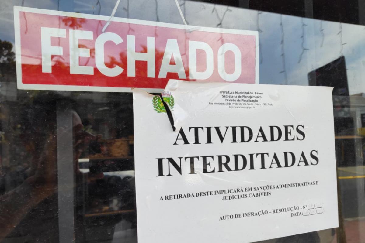 Estabelecimento está interditado por inconsistências de documentação