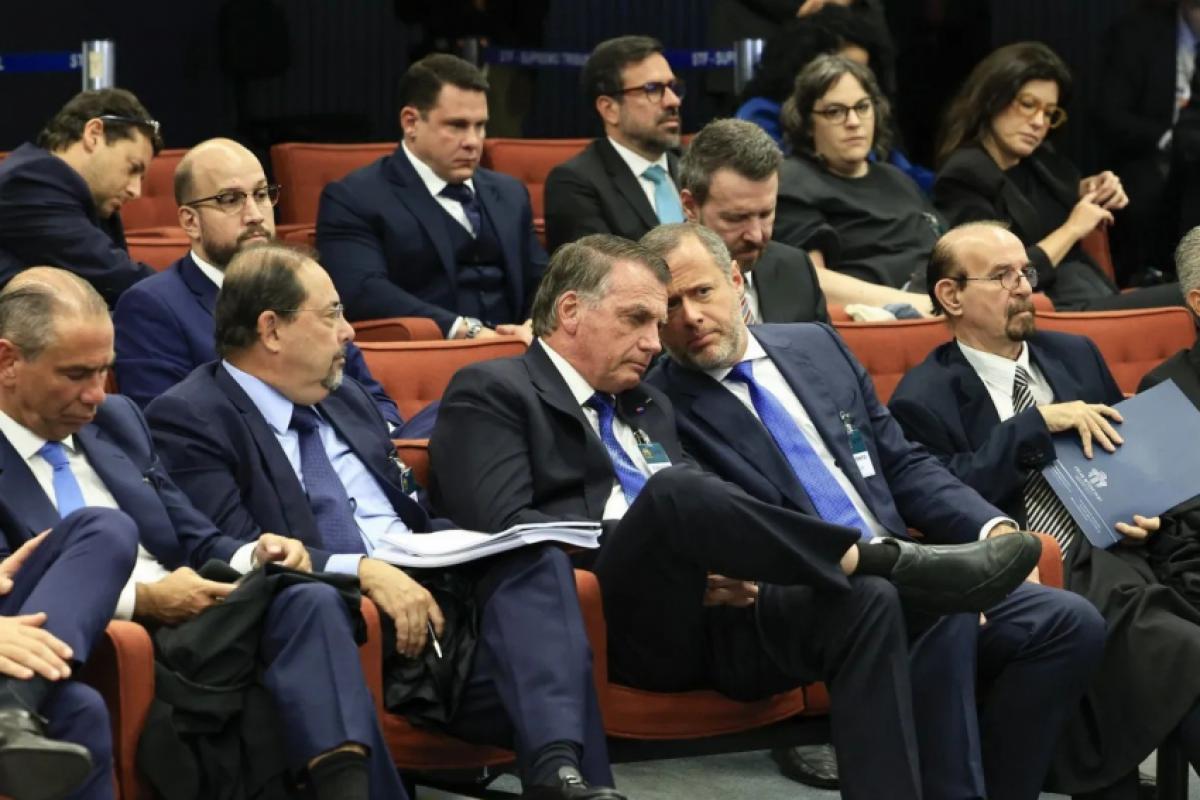 O ex-presidente Jair Bolsonaro (PL), no primeiro dia do julgamento da denúncia de golpe