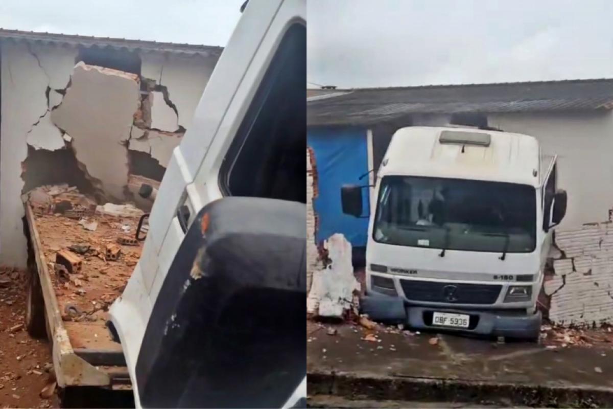 Caminhão dentro da casa no bairro São Luiz