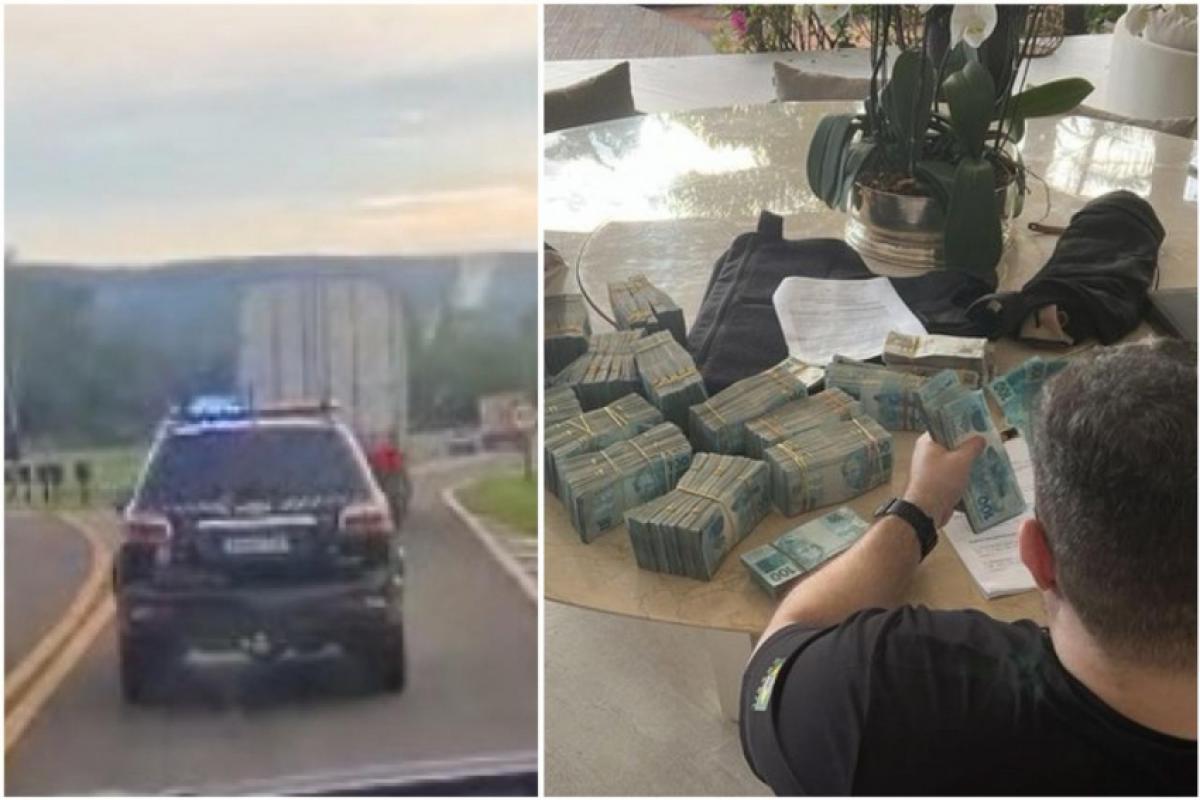Viatura em Rifaina nesta terça-feira, 17; Agente da PF conta dinheiro em encontrado duarante operação que aconteceu em diferentes estado do Brasil