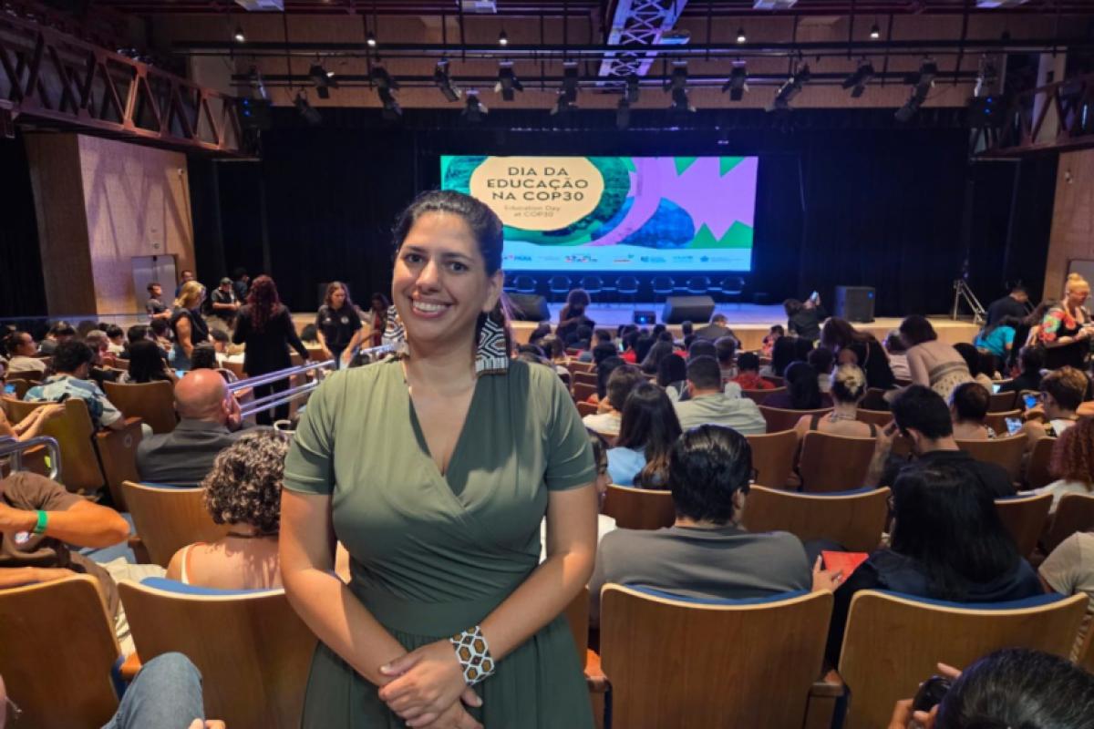 A supervisora do Núcleo de Sustentabilidade da Secretaria Municipal de Educação, Marina Formis, representa Jundiaí na COP30