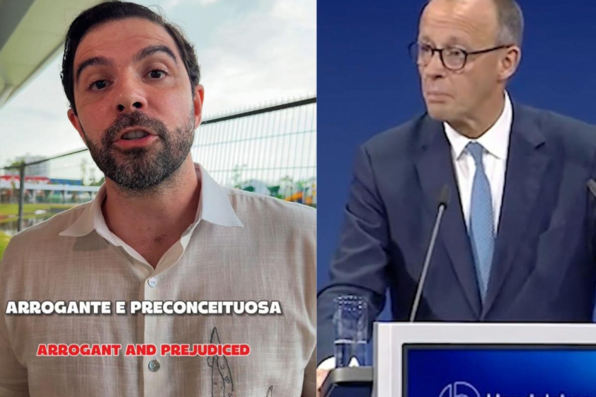 O prefeito de Belém, Igor Normando (MDB), e o primeiro-ministro da Alemanha, Friedrich Merz