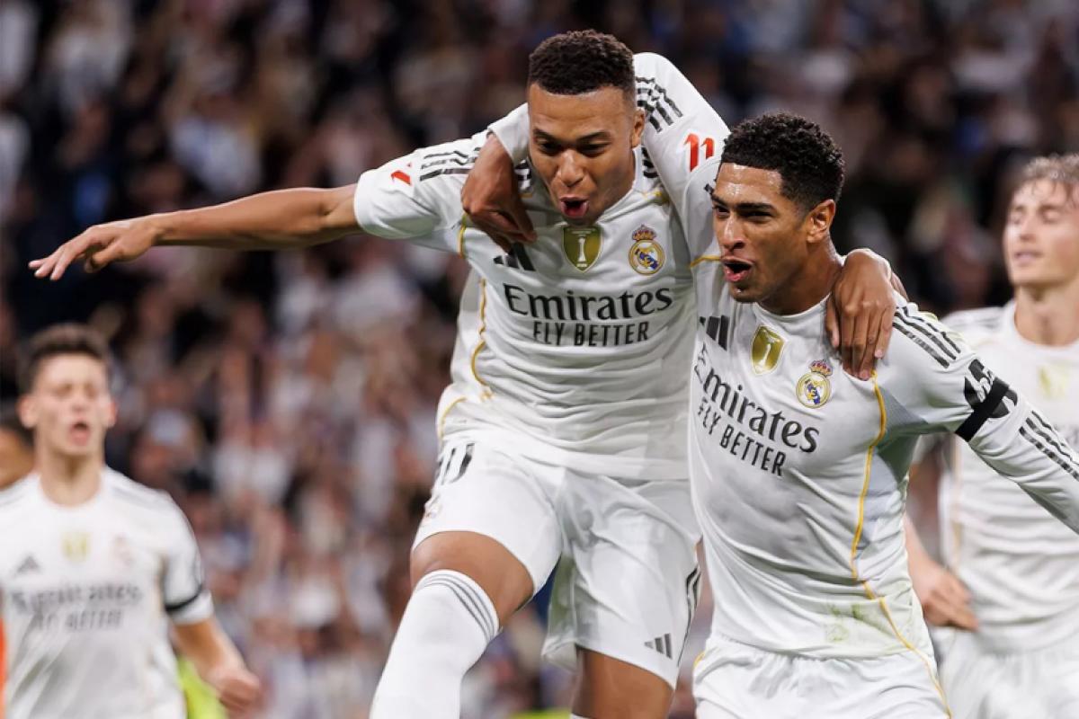 Mbappé abriu o placar, de pênalti, e fez o segundo; Bellingham fez o terceiro