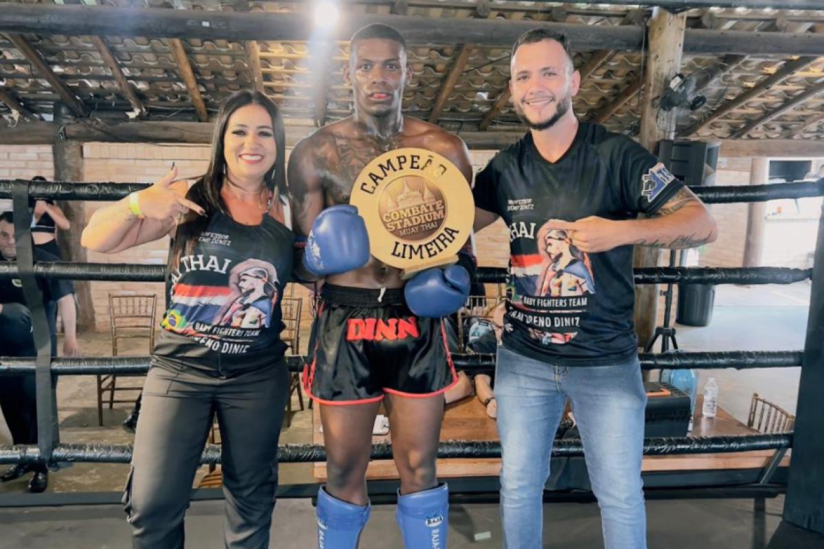 Preparadora física Naiara Tacher, o atleta Hildo Din e Breno Diniz