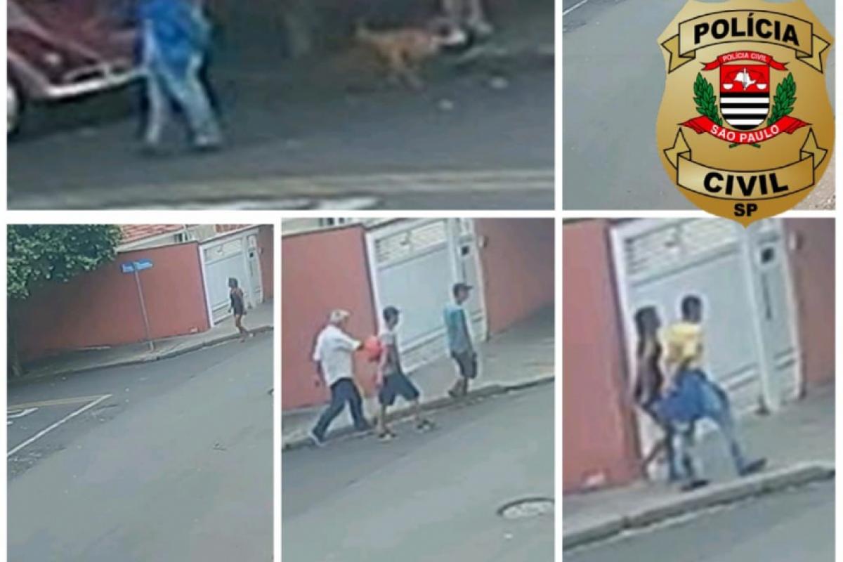 Imagens mostram momento em que grupo se dirige a terreno para consumir drogas; homem de camiseta amarela é o suspeito do crime