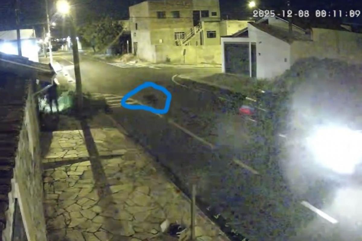 Momento em que veículo atropela Katy, que ficou caída na rua