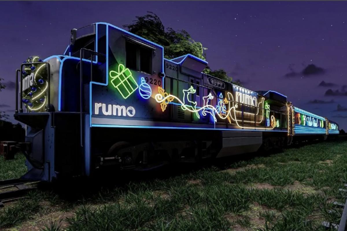 Locomotivas iluminadas da Rumo fazem parada especial na Estação Cultura em 20 de dezembro, com entrada gratuita.
