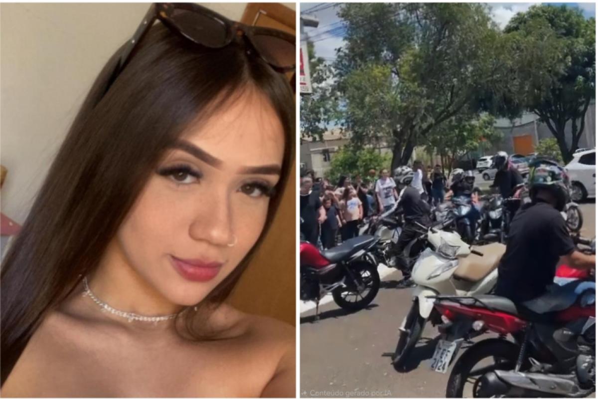 Ana Laura Silva Santos, de 21 anos; cortejo de motos em frente ao Cemitério Jardim das Oliveiras