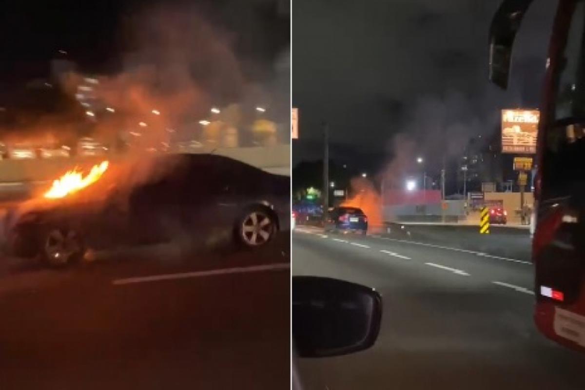 Carro pegou fogo