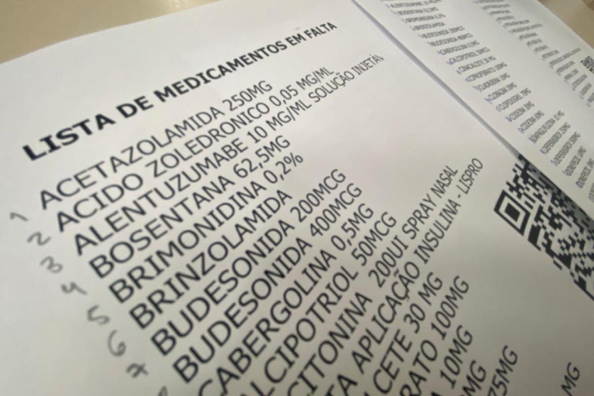 Lista disponível no site do Hospital Estadual de Bauru (HEB) mostra medicações indisponíveis 