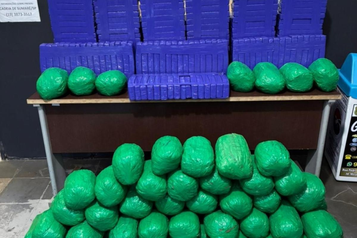 Polícia Militar localiza mais de 170 quilos de maconha em imóvel no Jardim Santiago, em Hortolândia, após denúncia.