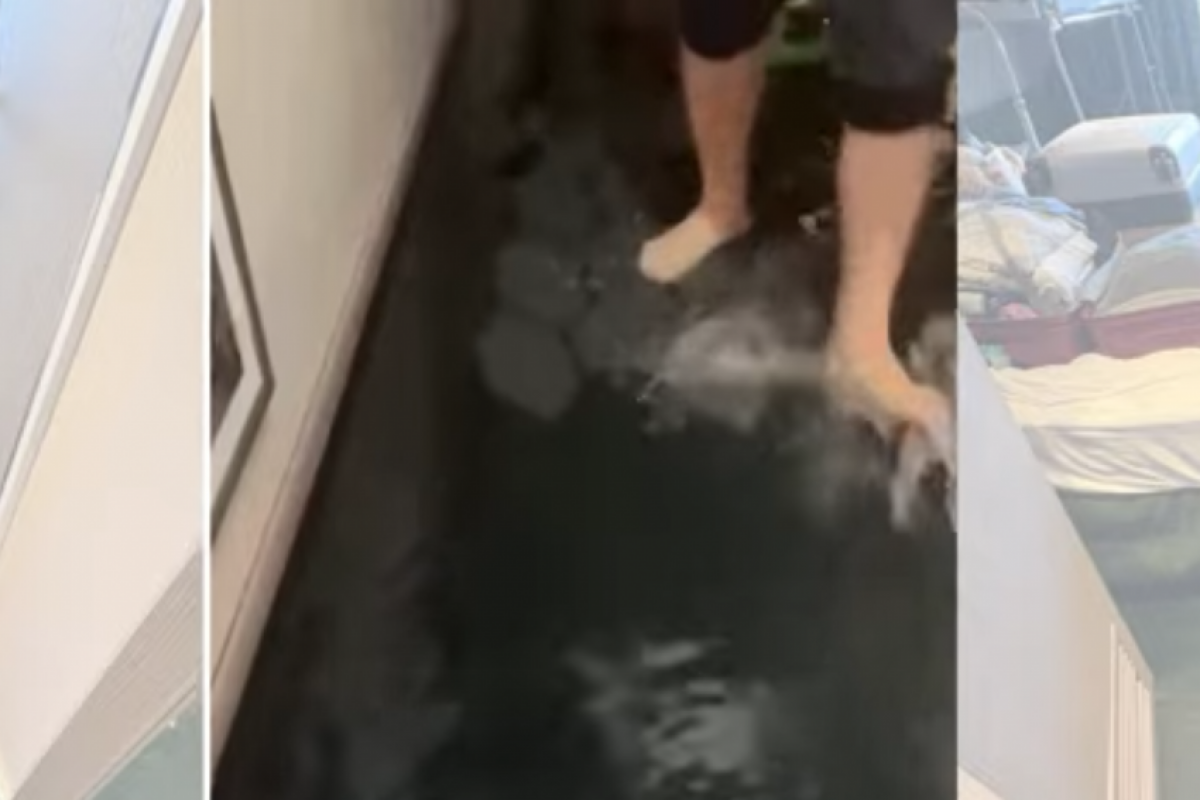 A água tomou quartos e corredores do décimo andar da embarcação da MSC Cruzeiros.