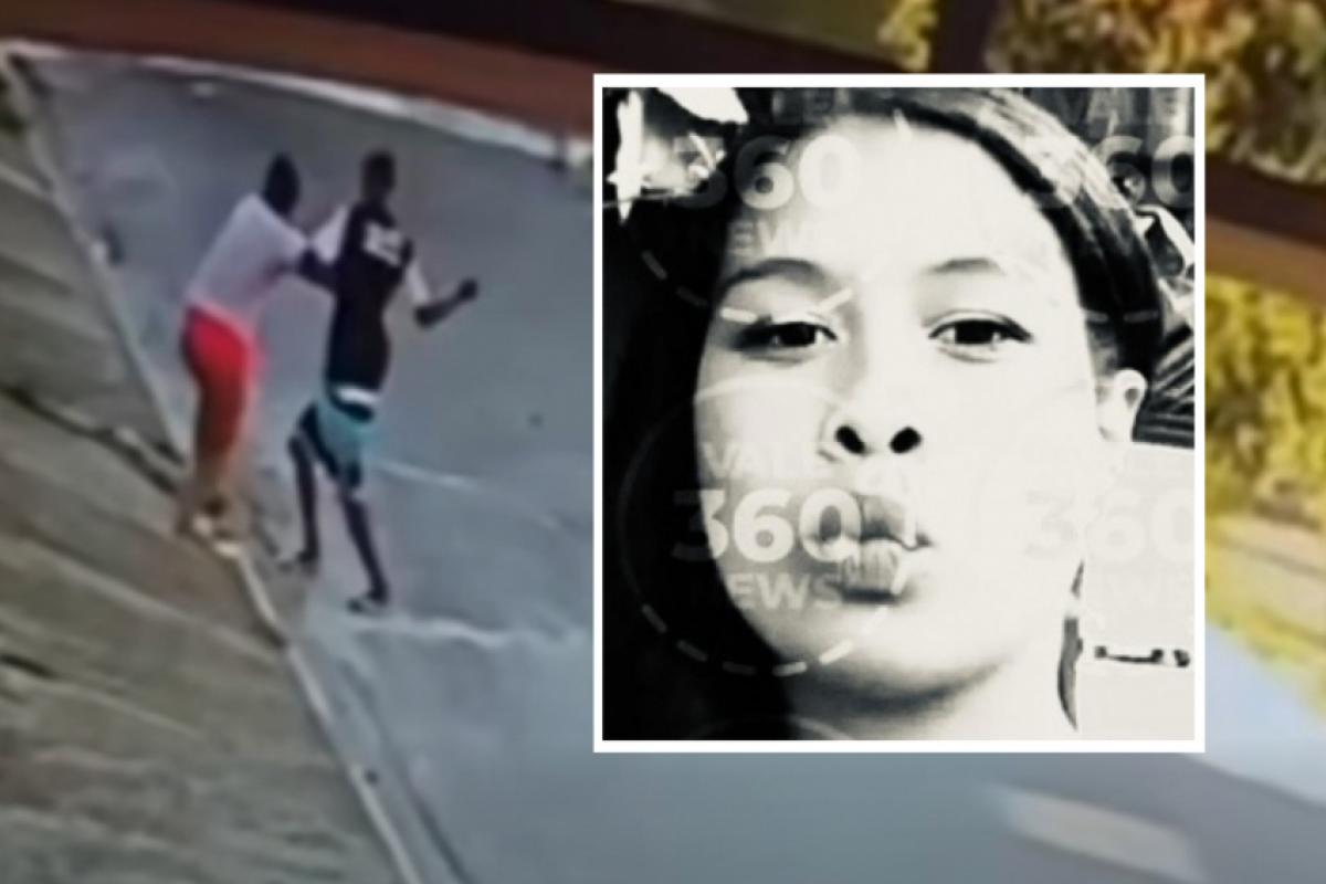 Câmera flagrou o momento do ataque que matou Eva Shopia (no detalhe)