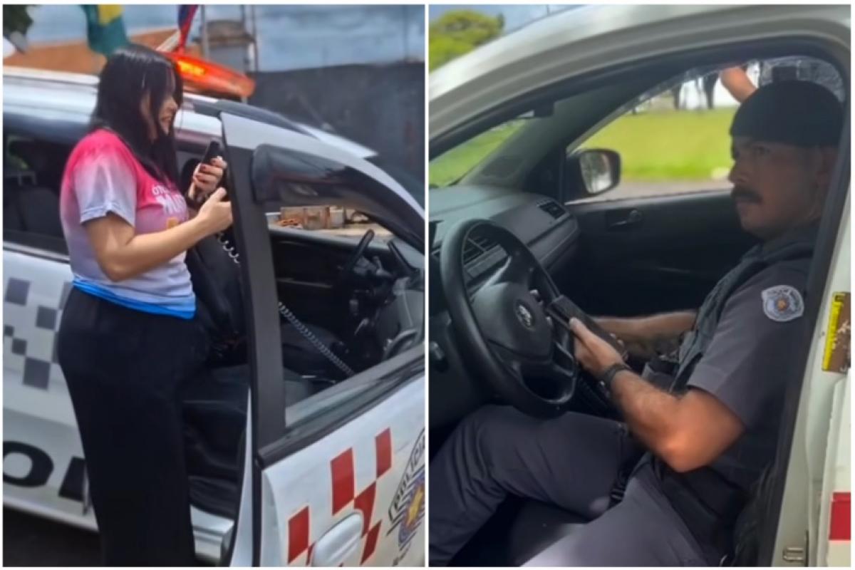 Bárbara anunciando a gravidez para o soldado Felipe Custódio