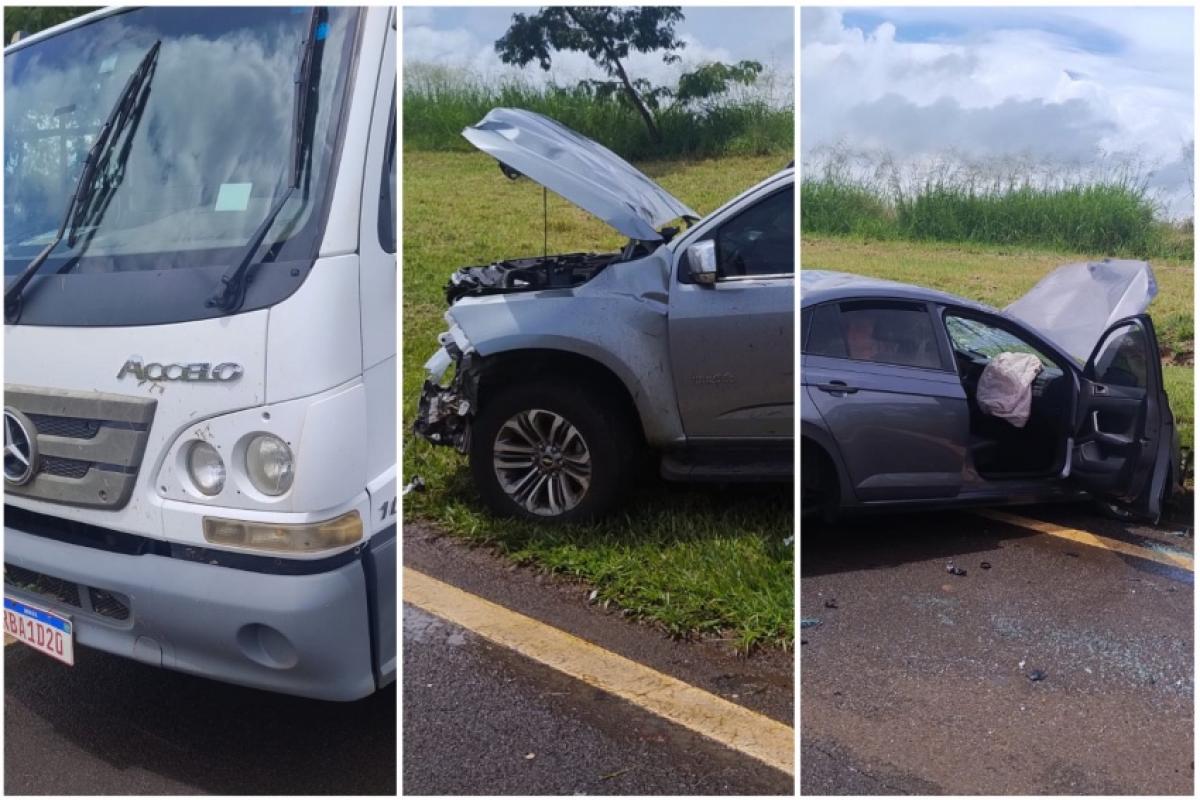 Três carros envolvidos em acidente na rodovia Cândido Portinari, próximo a Batatais