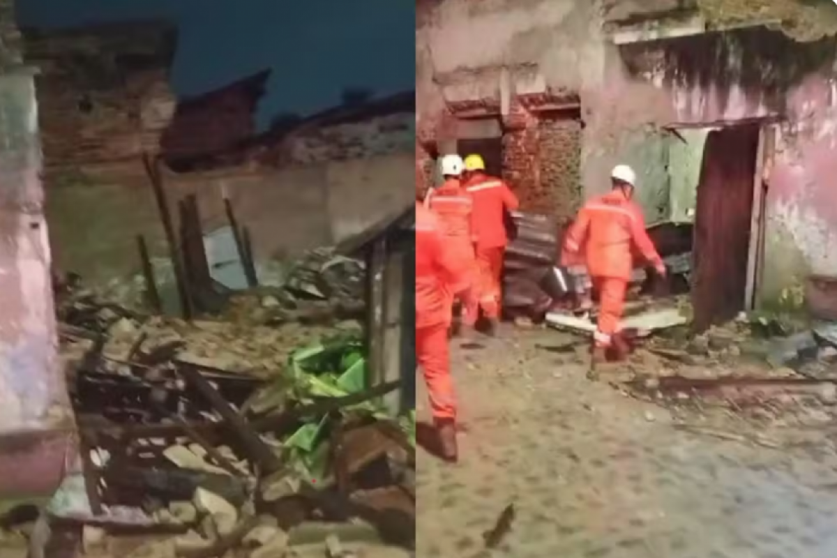 O desabamento ocorreu em meio a chuvas que atingem a cidade. 