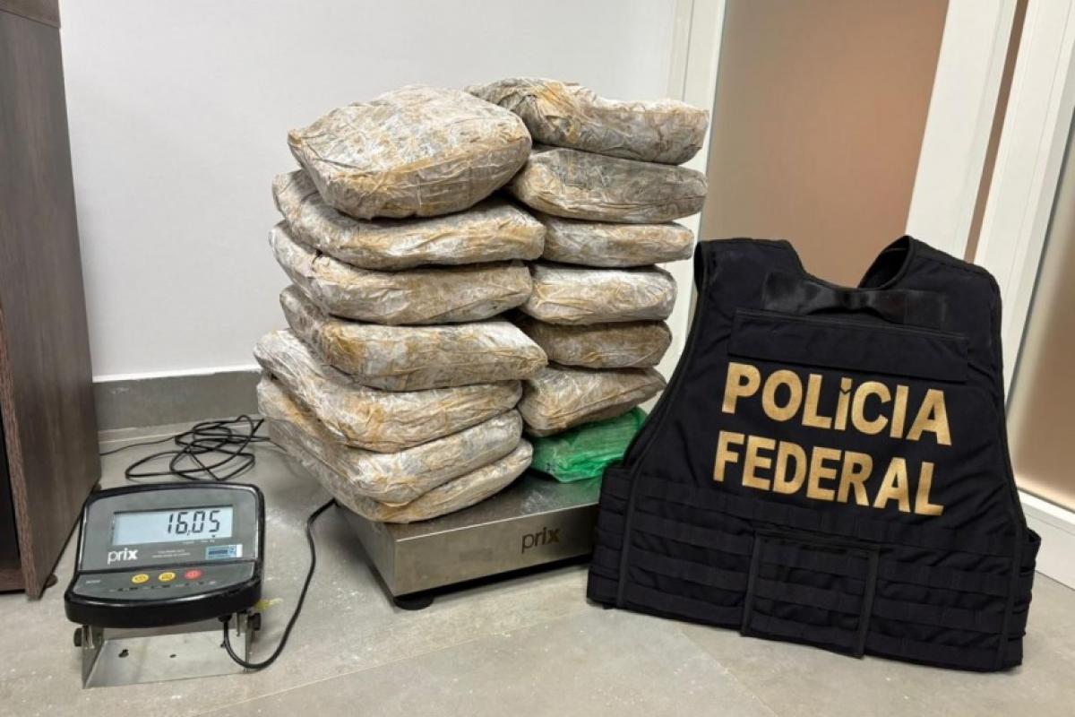 Passageira de 21 anos foi presa com 16 quilos de maconha em voo que chegou a Campinas.