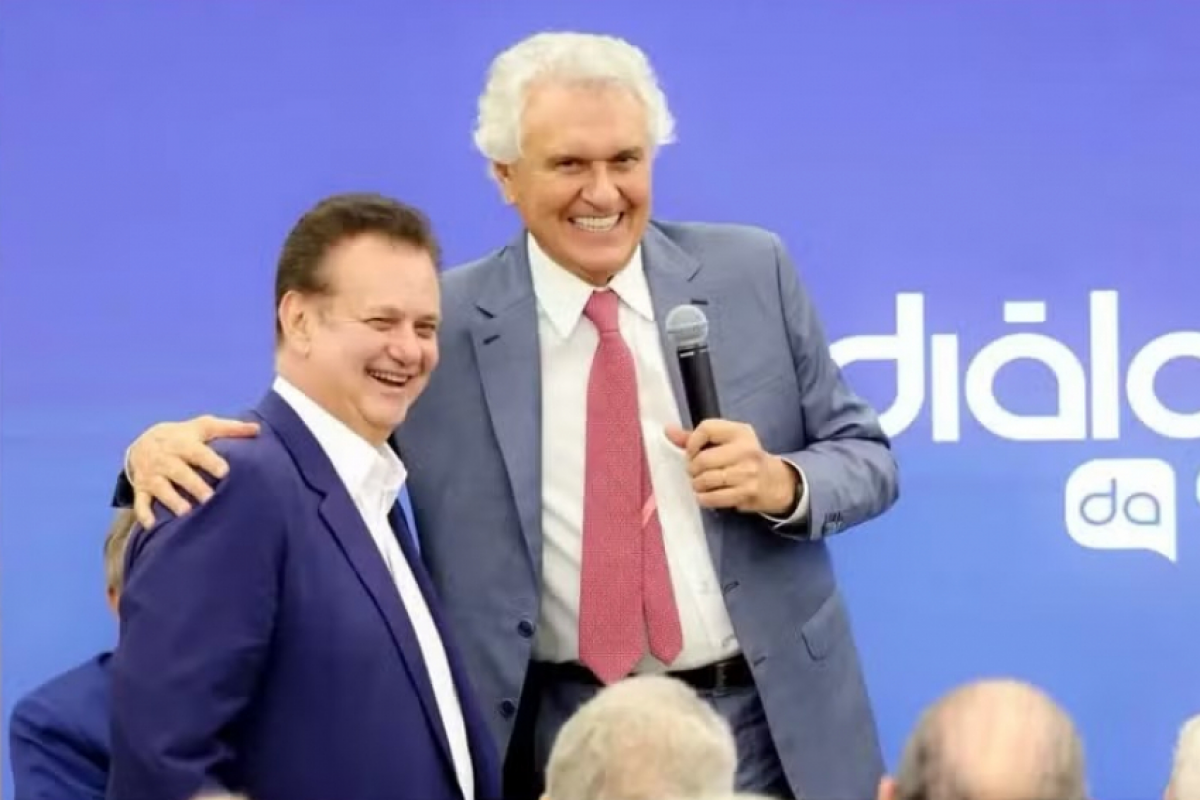 O presidente nacional do PSD, Gilberto Kassab, e o governador do Goiás, Ronaldo Caiado