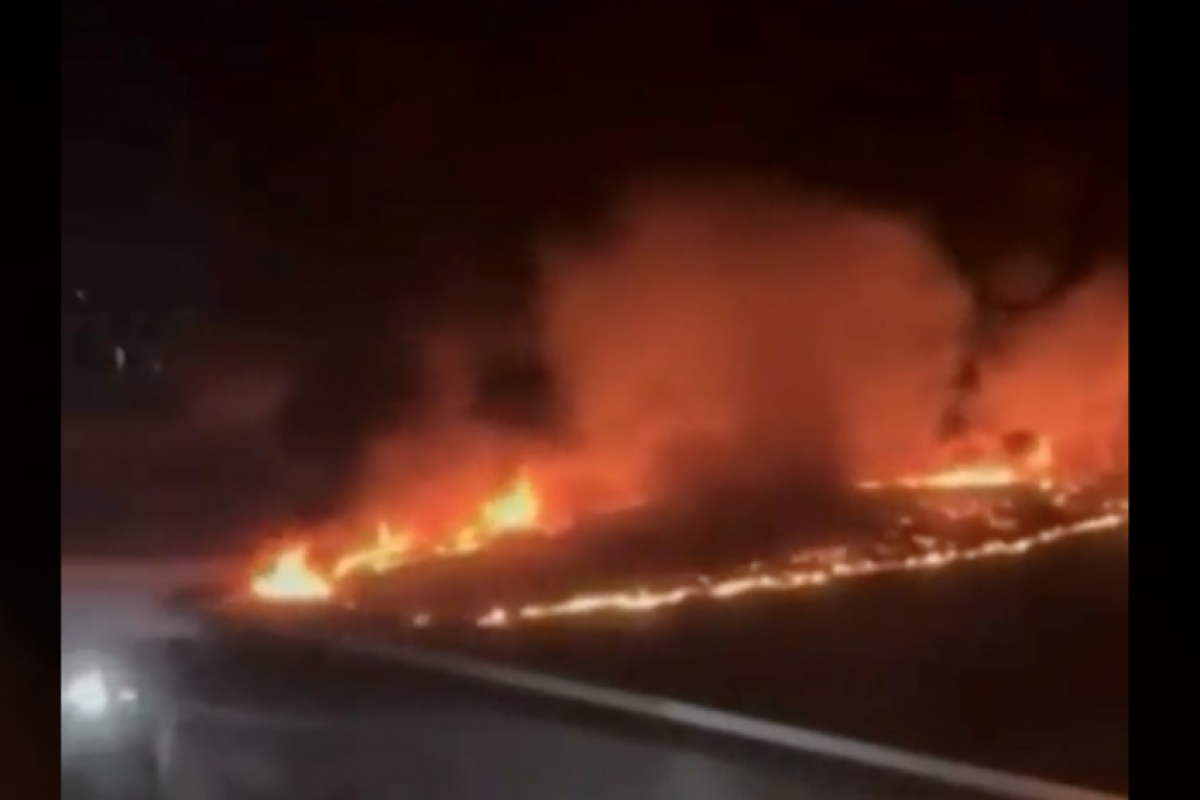 De acordo com a Defesa Civil, o fogo está controlado e as equipes permanecem no local trabalhando no rescaldo.