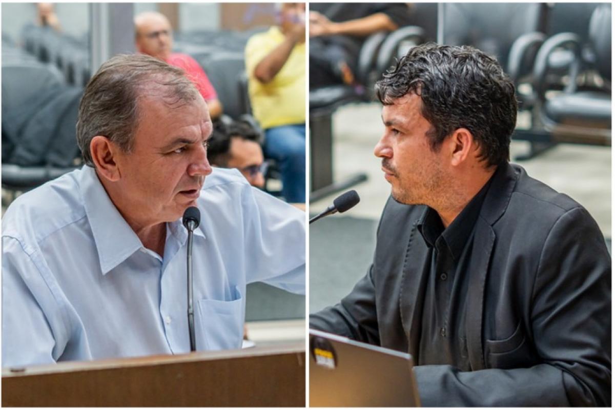 Presidente do Conselho de Ética, Gilson Pelizaro, e o vereador Leandro Patriota 