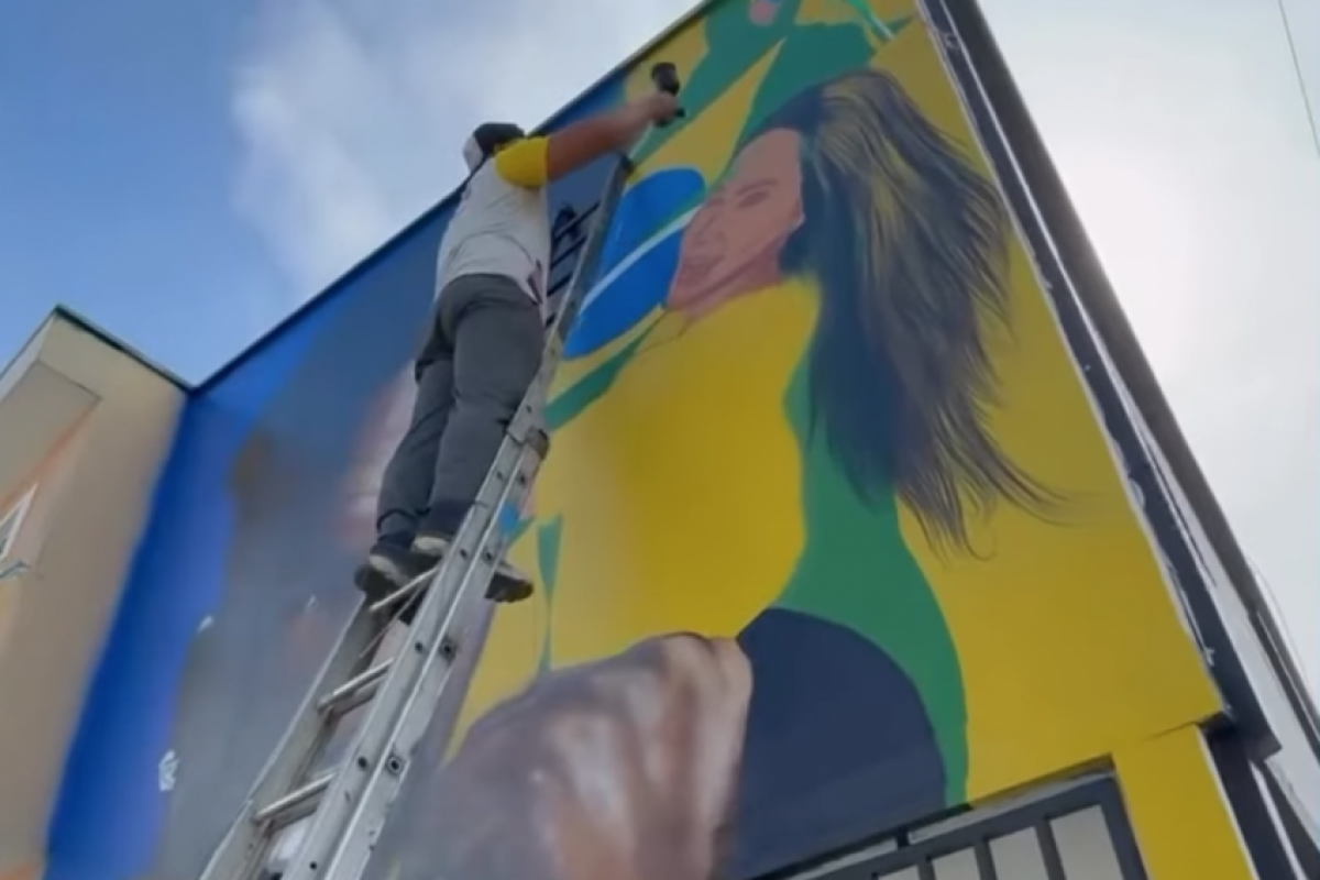 O responsável pela arte, o artista plástico Diego Miranda, publicou vídeo apagando a imagem da influenciadora da decoração.