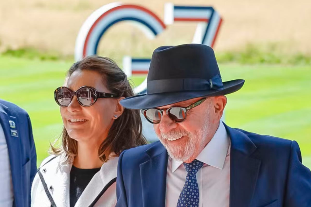 Lula e Janja na cúpula do G7, na França.