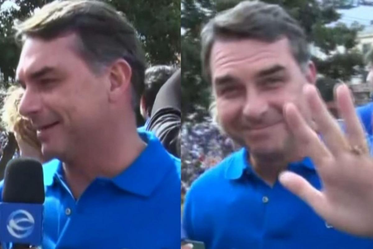 O senador Flávio Bolsonaro chega na Marcha Para Jesus, que acontece nesta quinta (4) em São Paulo
