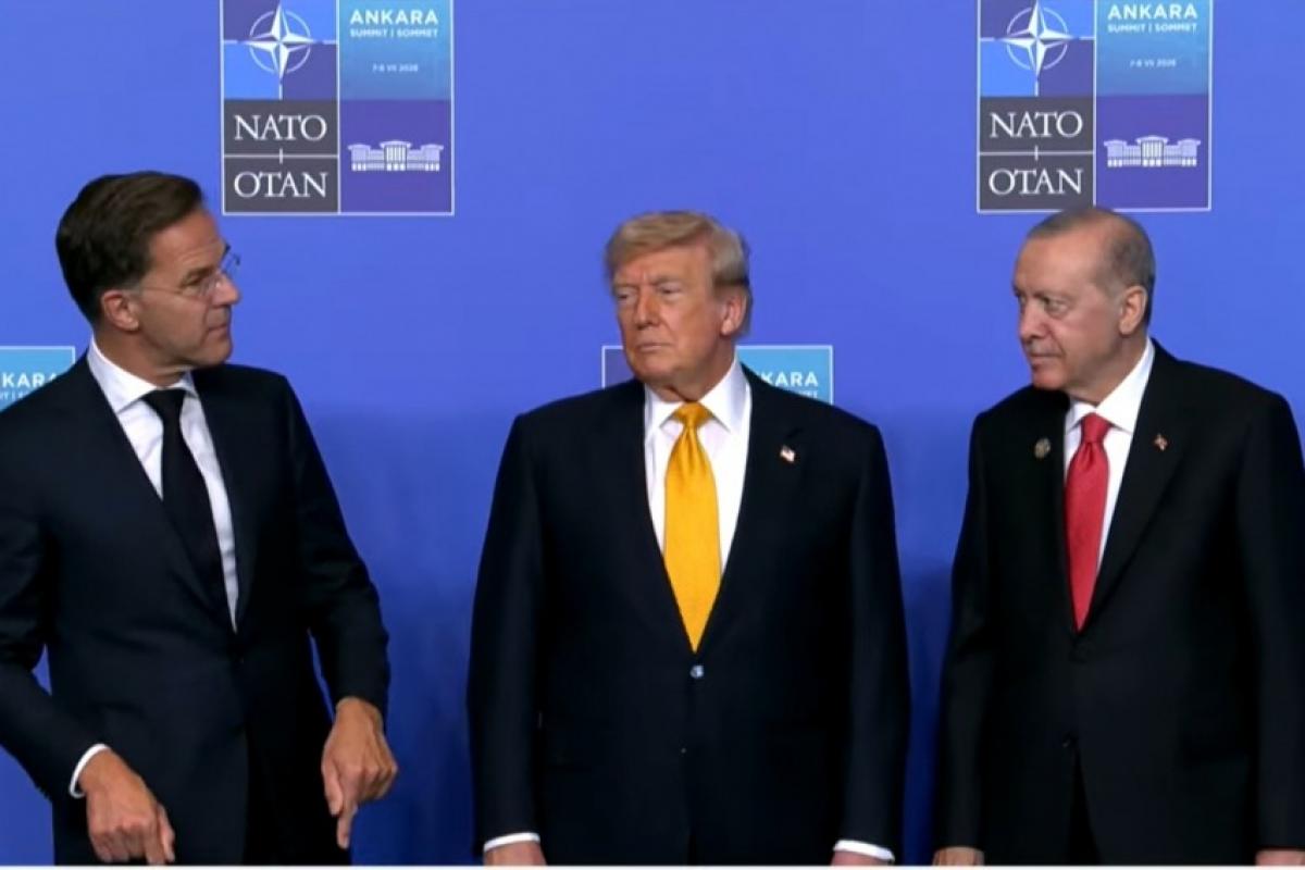 Secretário-geral da Otan, Mark Rutte, Trump e Recep Erdoğan, presidente da Turquia.