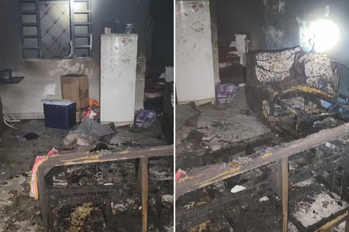 Mulher deixou vela acesa para iluminar a casa, que estava sem energia elétrica havia cerca de um mês.