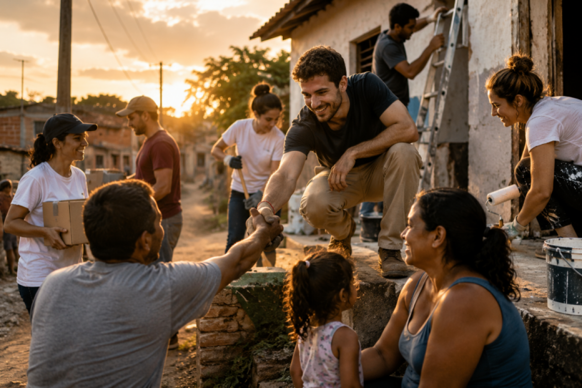 São jovens que preferem passar seu período de férias servindo outros jovens e crianças