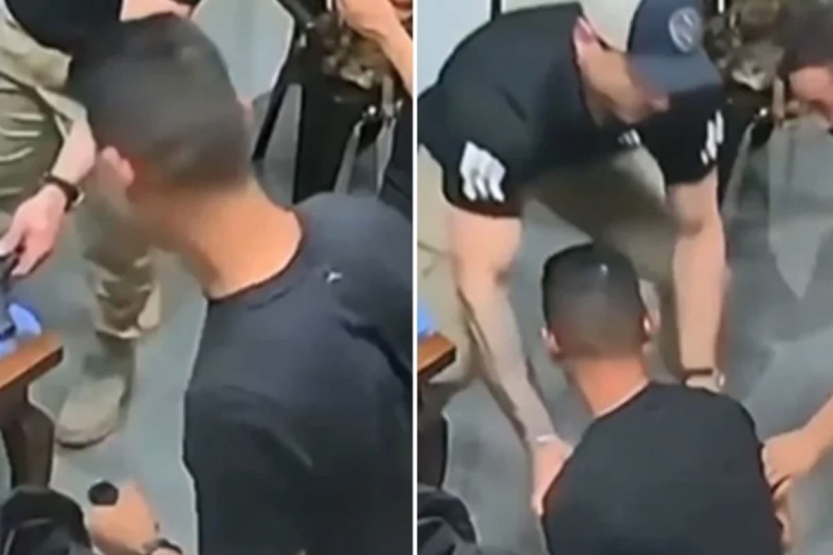 Câmeras de segurança registraram o momento do incidente.