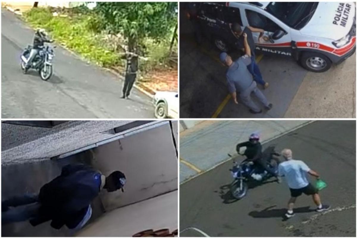 Câmeras de segurança registraram quatro ocorrências recentes no Jardim Piratininga, entre roubos, tentativas de roubo e invasão de prédio