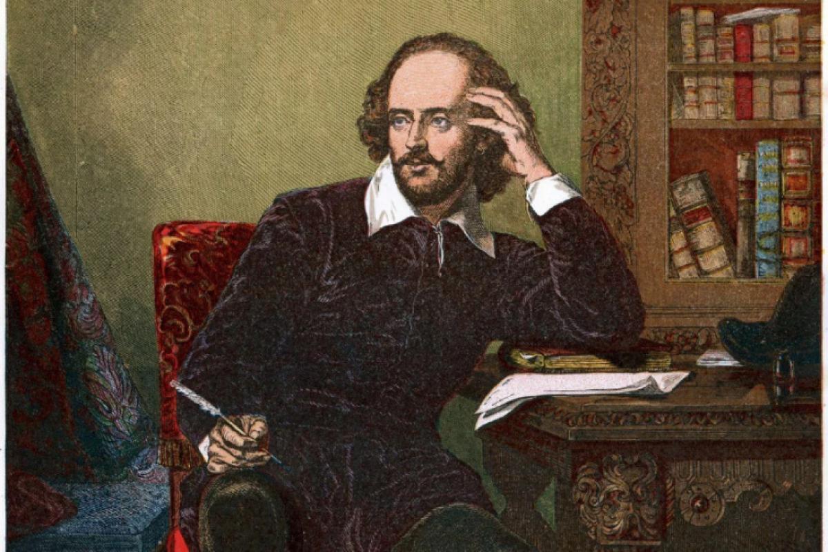 William Shakespeare em sua escrivaninha, obra de John Sartain (1859)