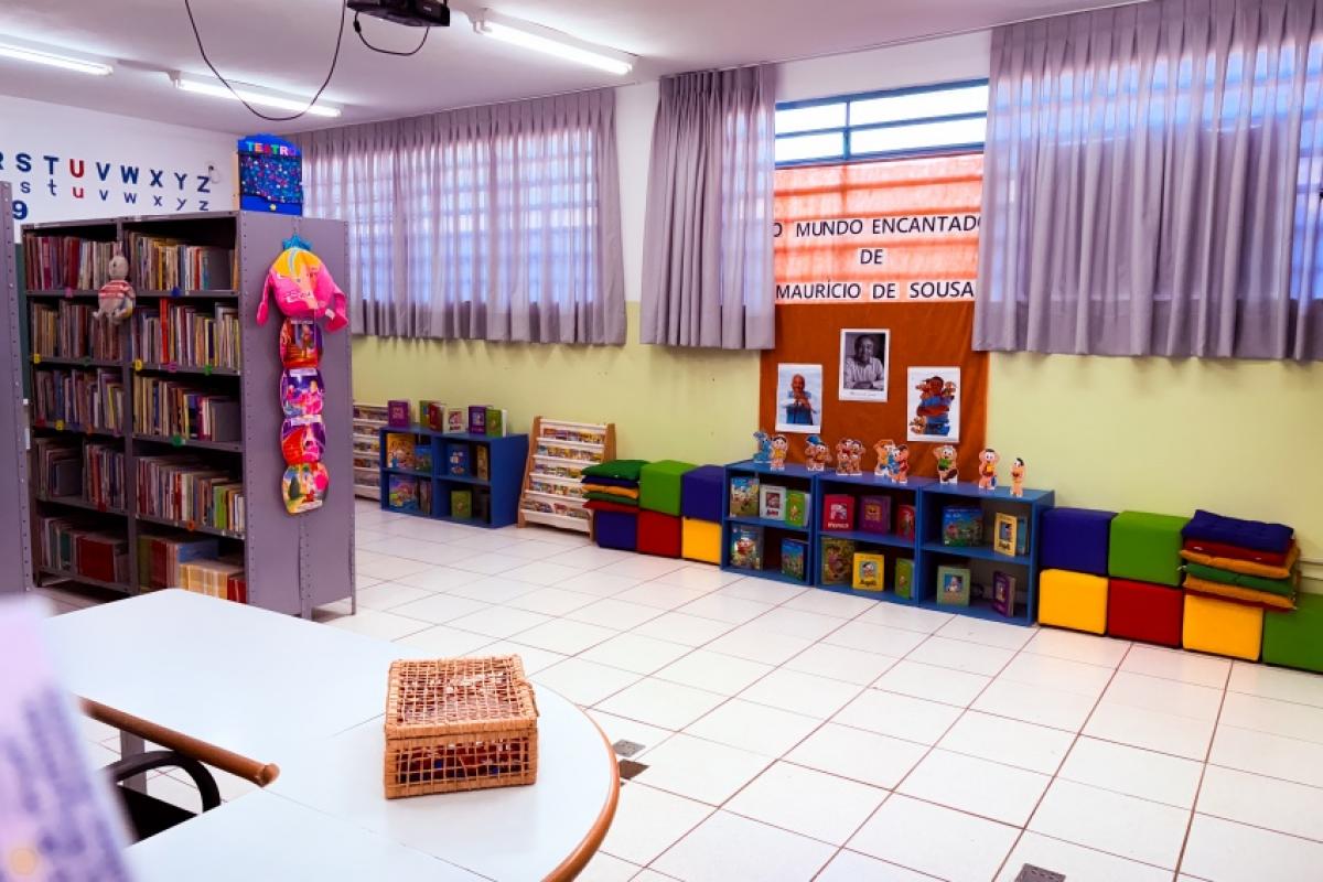 Sala de Leitura 'Maurício de Sousa', na escola do Jardim Luiza