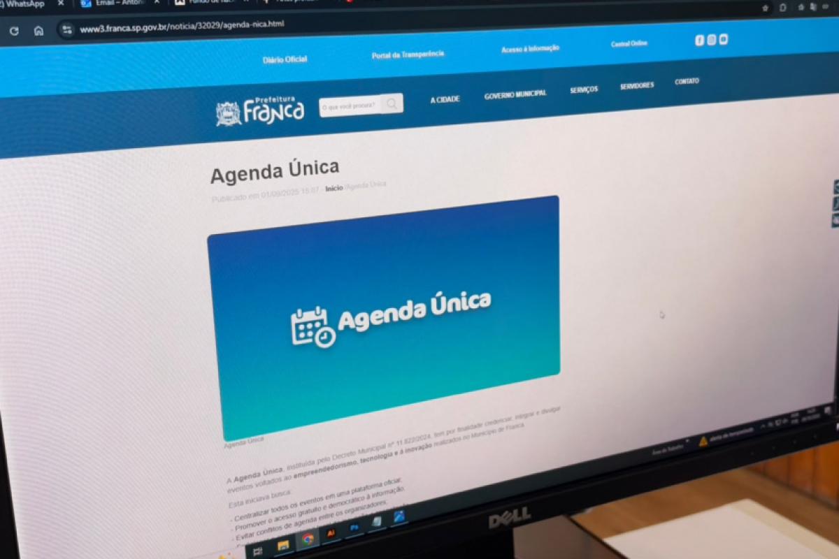 Ferramenta Agenda Única no site da Prefeitura de Franca 