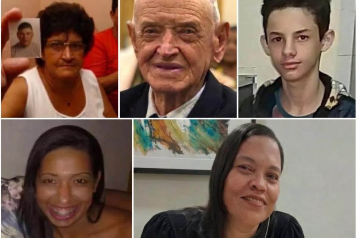 Da esquerda para a direita, na parte superior, Ditão da Apae, Seu Berdú e Wesley; na parte inferior, Rosinai e Geni